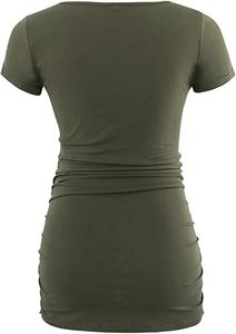 Camiseta de Maternidad de Manga Corta de Color Sólido, Corte Ajustado para Mamá, Ropa de Verano para Mujeres y Niñas, Camiseta de Maternidad para Lactancia - Product Image 6