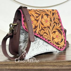 กระเป๋าถือหนังแท้ลายดอกไม้ ดีไซน์ใหม่ปี 2026  งานแฮนด์เมด  หนังวัวคุณภาพพรีเมียม  กระเป๋าสะพายข้างสำหรับผู้หญิง - Product Image 1