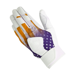 Gants de frappe en cuir blanc de qualité supérieure avec motif étoiles violettes et oranges, respirants, à enfiler, unisexes, pour entraînement adulte - Product Image 3