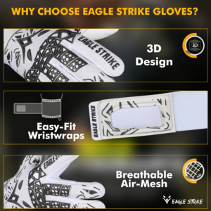 Guantes de Portero Eagle Strike, Guantes Deportivos Profesionales de Fútbol con Agarre de Látex Antideslizante y Correa de Muñeca Ajustable para Exteriores - Product Image 5