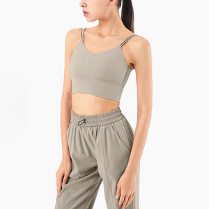 Sujetador deportivo acolchado de alta sujeción con espalda cruzada para mujer, con almohadillas extraíbles - Spandex/Poliéster transpirable y ecológico para entrenamiento y running - Product Image 3
