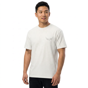 เสื้อยืดแขนสั้นสีขาวสำหรับผู้ชาย พร้อมโลโก้ปีกนูน ทรงปกติ คอกลม สไตล์ลำลอง ผ้าเจอร์ซีย์คอตตอน 100% - Product Image 2