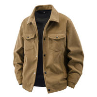 Veste chemise en velours côtelé noir pour homme, col rabattu, simple boutonnage, manteau décontracté d'automne avec poches, motif camouflage, respirant