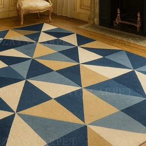 Alfombra Decorativa de Lujo con Diseño Geométrico de Triángulos, Alfombra de Lana Natural para Interiores, Decoración del Hogar, Mejor Precio, Alfombra Moderna de Lana - Product Image 2