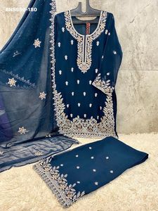 Colección de Trajes Plazzo-Dupatta de Georgette Pesado de Alta Calidad con Bordado y Trabajo Zarkan, Proveedor de India - Product Image 5