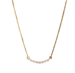 Collar de Oro Sólido de 18K de Primera Calidad al por Mayor, con Barra Curva y Diamantes, Estilo Moderno y Minimalista, Colgante de Racimo, Joyería para Boda - Product Image 1