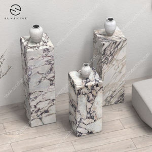 Pedestales de Mármol Rectangulares Sunshine, Soportes Decorativos de Piedra Hechos a Mano, Decoración Minimalista para el Hogar, 3 Piezas, Montaje en Suelo - Product Image 2