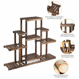 Étagère à fleurs en bois à 6 niveaux, étagères en forme d'échelle, présentoir pour plantes, étagère de rangement - Product Image 6