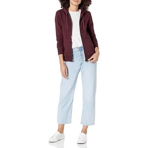 Sweat à capuche pour femme de haute qualité pour la saison d'automne, logo personnalisable, fermeture éclair intégrale, coupe courte, longueur longue, sweat à capuche pour femme - Product Image 5