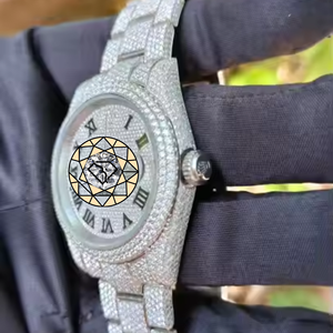 Luxury Women's Diamond <b>Watch</b> Stainless Steel Round <b>Case</b> Analog Quartz Roman Numeral Dial Sapphire Crystal Deployment Clasp - Product Image 4