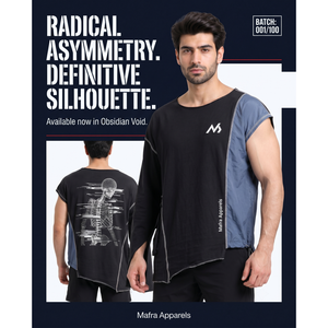 เสื้อยืดคอตตอนเนื้อหนัก 380GSM ทรงไหล่ตกแบบอสมมาตรสำหรับผู้ชาย สไตล์ไซเบอร์พังก์ สตรีทแวร์ เทคแวร์ พร้อมโลโก้แบบกำหนดเอง (OEM) - Product Image 5
