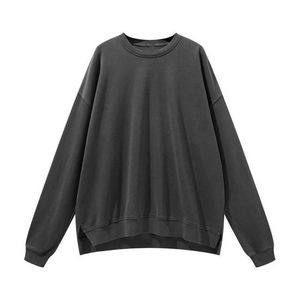 Sweat-shirts grande taille brodés avec logo personnalisé, effet délavé, service OEM/ODM, vêtements d'hiver, sweat-shirts basiques 100% coton - Product Image 2