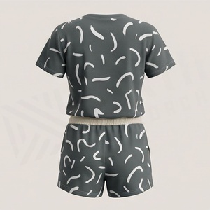 Conjunto de 2 Piezas de Alta Calidad para Mujer, Estilo Formal, Sólido, por Encima de la Rodilla, Camiseta de Manga Corta y Pantalones Cortos - Product Image 2