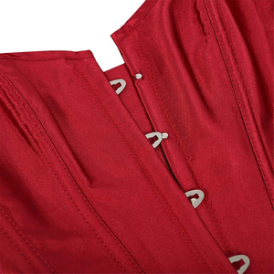 Premium Women's Red Satin Strapless <b>Corset</b> Top with Front Hook and Eye Closure Waist Cincher Shapewear Bustier for Party Wear - Product Image 6