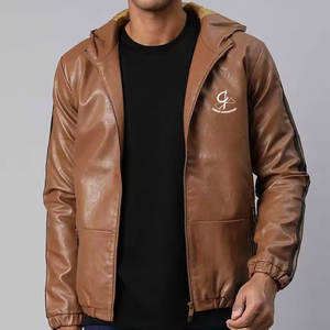 Chaqueta con Capucha de Cuero para Hombre, Diseño Personalizado OEM, Ropa de Invierno con Capucha, Logotipo Personalizado, Color Personalizado, Transpirable, Ecológica, Elegante - Product Image 1