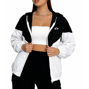 Veste coupe-vent blanche personnalisée pour femme, légère, imperméable, à capuche, zippée, style sportswear, color block, décontractée, pour l'extérieur – Fournisseur - Product Image 6