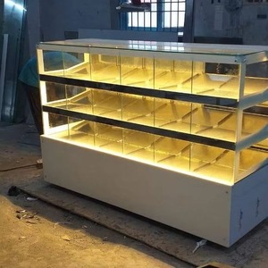 Comptoir de présentation élégant en verre pour boulangerie et confiserie avec éclairage LED |   Vitrine réfrigérée commerciale en acier inoxydable pour mithai - Product Image 2