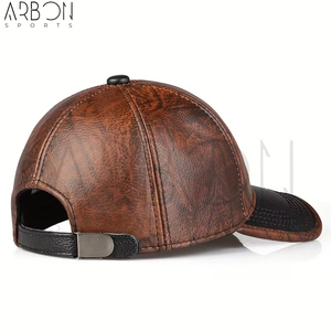 Premium Quality Vintage Distressed With Own Custom Logo Classic Adjustable Genuine Leather Cap For Men For Wholesale Rate - Product Image 5