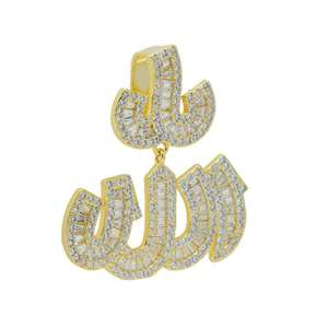 Colgante Personalizado de Dos Tonos con Diamantes y Moissanita, Plata 925, Redondo, Estilo Hip Hop Iced Out - Product Image 2