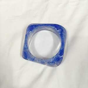 Blue Geometric Resin Cuff Bracelet Unisex Trendy Fashion Jewelry Acrylic Lucite <b>Bangles</b> - Product Image 4