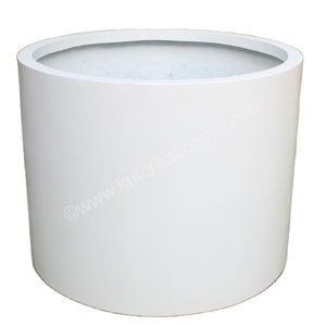 แจกันกระถางกระถางทรงกลมเรียบสีขาวไม่แตกน้ำหนักเบาสำหรับใช้ในร่ม/กลางแจ้งสวนในห้างสรรพสินค้าร้านอาหารโรงแรม - Product Image 2