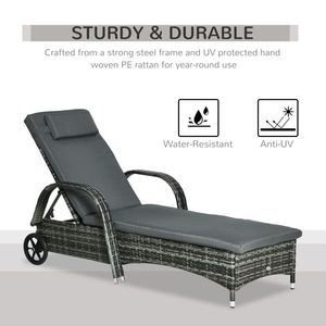Sdraio Moderna da Esterno in Rattan PE con Telaio in Legno Massello e Alluminio, Cuscino Impermeabile per Spiaggia, Giardino, Villa - Product Image 2
