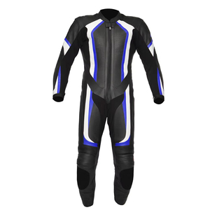 Combinaison de moto en cuir pour homme, manches longues, coupe-vent, color-block, toutes saisons - Product Image 4