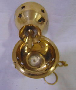 Supports de brûleurs d'encens en charbon de bois de taille moyenne, plaqués or, en métal poli, style antique, pour la vente en gros, objets d'art et de collection, à suspendre - Product Image 4