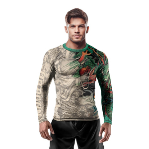 Rashguard d'arts martiaux, coutures renforcées, tissu compressif respirant, logo personnalisé, haut de gamme pour BJJ, MMA, grappling, homme. - Product Image 1