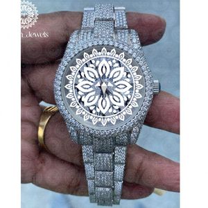 Montre de luxe pour femme en acier inoxydable, boîtier rond de 38 mm, mouvement à quartz analogique, cadran en cristal saphir, aiguilles lumineuses, fermoir pliant - Product Image 5
