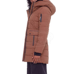 Chaqueta Parka informal para mujer, cuello largo transpirable con capucha y cierre de cremallera para invierno, venta en línea desde Pakistán - Product Image 3