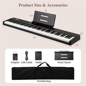 Pianoforte Digitale a 88 Tasti Sensibili alla Velocità con Sorgente Audio French DREAM, 124,46 x 24,13 x 6,35 cm, Funzione di Divisione Tastiera - Product Image 6