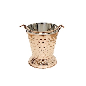 New Designer Look Round Copper Ice Bucket With Handle Handmade Metal Beverage Cooler Industrial Design Party Rust Resistant - Product Image 4