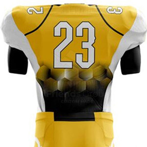 Ensemble d'uniformes de football américain pour hommes, 100% polyester, imprimé par transfert thermique, manches courtes, sangles élastiques, fermeture à boucle, poches latérales - Product Image 2