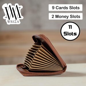 WRIZA Tarjetero Bifold de Cuero Genuino con Cierre de Cremallera, Protección RFID, 10 Ranuras para Tarjetas de Crédito, Diseño Delgado para Hombres y Mujeres - Product Image 3