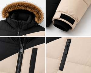 Factory Direct Men's <b>Hooded</b> Waterproof Windproof Puffer <b>Jacket</b> Filling <b>Fur</b> Trim Adjustable Cuffs Zipper Closure Polyester/Nylon - Product Image 5
