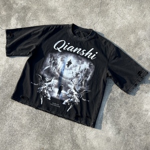 เสื้อยืดคอตตอนคุณภาพสูง 260 แกรม ทรงหลวม ไหล่ตก ล้างสีแบบแอซิดวอช พิมพ์ลายกราฟิกตามสั่ง สำหรับผู้ชาย - Product Image 3