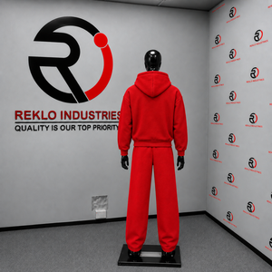 Rotes Herren-Trainingsanzug-Set mit Reißverschluss-Hoodie, Einfarbiger Fleece-Pullover und Jogginghose, Lässige Streetwear, Sportliche Zweiteiler-Kombination - Product Image 4