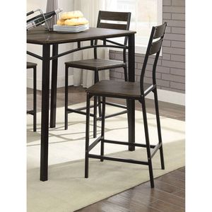 Juego de Mesa de Comedor de 5 Piezas con Estructura de Metal Negro y 4 Sillas Altas con Tablero de Madera para Comedor Moderno - Product Image 2