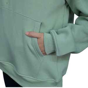 Sudaderas con Capucha y Sudaderas Lisas de Algodón Teñido de Primera Calidad, Color Verde Menta Claro, Estilo Urbano - Product Image 3