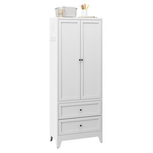 72-Inch <b>White</b> Freestanding Pantry <b>Cabinet</b> with 2 Drawers Heavy Duty Kitchen <b>Storage</b> Organizer Adjustable Shelves - Product Image 5