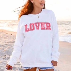 Lover OEM Heavyweight <b>Mock</b> <b>Neck</b> Crew <b>Neck</b> Sweatshirt Women Men Ladies Unisex Chenille Patch Embroidery Pullover - Product Image 1