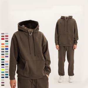Sweat-shirt à capuche en molleton vert olive pour homme, coupe classique, couleur unie, pull décontracté avec poche avant, sweat-shirt en coton tricoté - Product Image 6