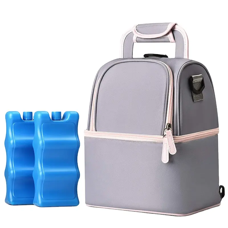 Breastmilk कूलर बैग आइस पैक-डबल परत के साथ 6 फिट बैठता है की बोतलें, अप करने के लिए 9 औंस नर्सिंग माँ स्तन पंप के लिए बैग बैग (Gra