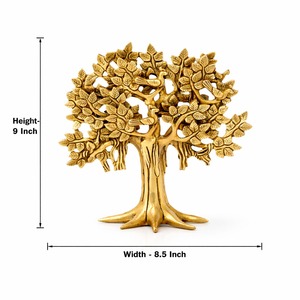 SHUBHAM Brass <b>Tree</b> Life Figurine Gold Plated Handmade Polished Modern Geometric <b>Tabletop</b> Vase Living Room Home Decor Gift - Product Image 2