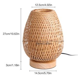 <b>Bamboo</b> <b>Table</b> <b>Lamp</b> Handwoven Design Simple Modern Design Dimmable Creating Warm Ambient Lighting for Bedrooms Living Spaces Decor - Product Image 2