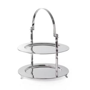 Plateau de service à 2 niveaux en acier inoxydable avec poignée |   Organisateur élégant pour plateaux de nourriture, idéal pour la cuisine, la table à manger et les fêtes - Product Image 1