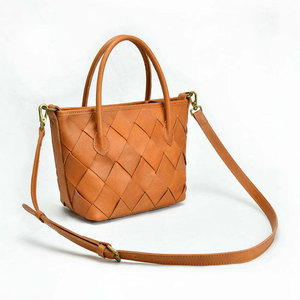 Ladies Genuine Leather Woven Tote <b>Satchel</b> Shoulder Bag Two Straps Zipper Closure Large Capacity Elegant Braided Durable - Product Image 3