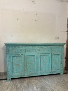 Modern Luxury Design Mango Wood Side Board in White Color With Side Grooving Design Furniture <b>Sideboard</b> 2 Doors - Product Image 4