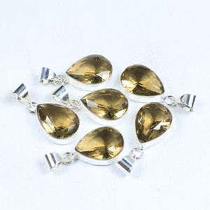 Colgante de Citrino en Forma de Lágrima Hecho a Mano, Chapado en Plata de Ley 925, Gema Minimalista con Corte de Pera, Joyería de Moda para Venta al Por Mayor - Product Image 4